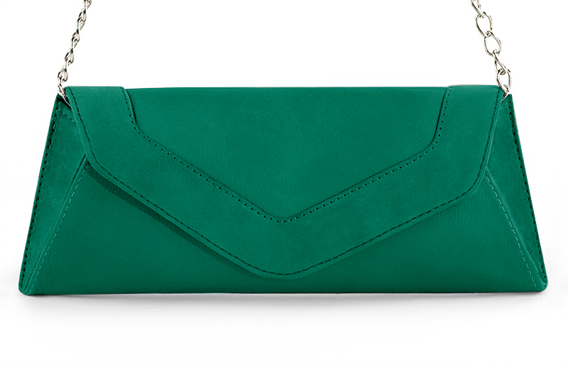 Emerald green women's dress clutch, for weddings, ceremonies, cocktails and parties. Profile view - Florence KOOIJMAN